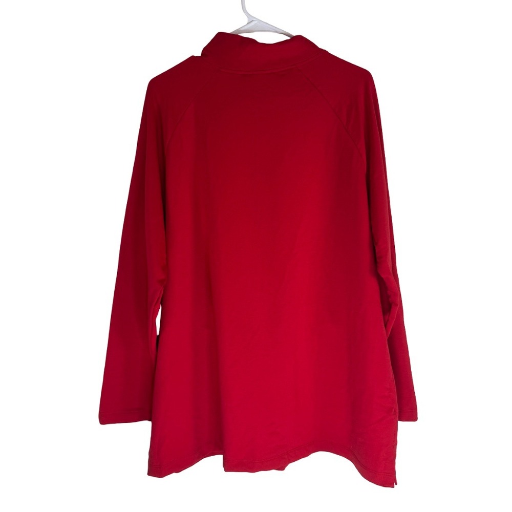 Denim & Co Mock Neck Tunic Women XL Red French Terry Long Sleeve Snap Detail GC2 - Picture 5 of 12